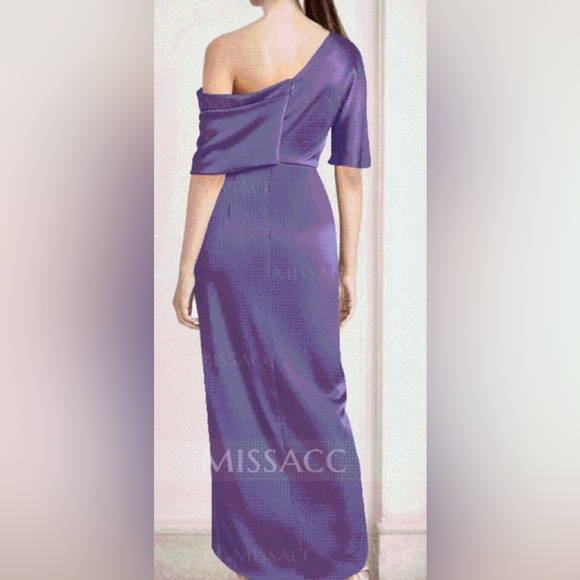 Purple Ruched One Shoulder Flutter Sleeve Dress - Picture 2 of 4